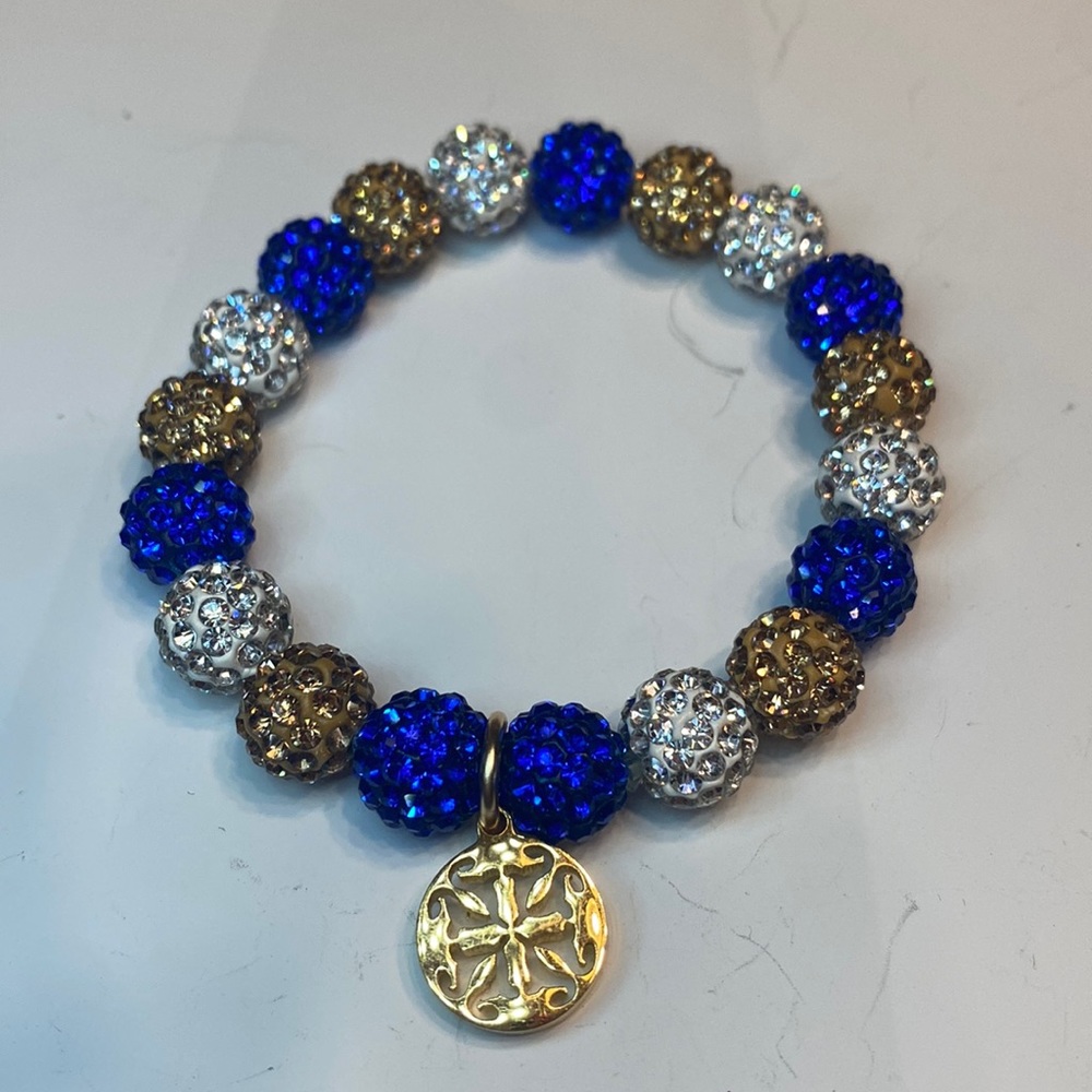 Rustic Cuff Custom Emerson Bracelet - Blue Gold Silver